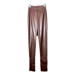 Pretty Little Thing Vegan Leather Chocolate Ankle Leggings Slit Long Size 10